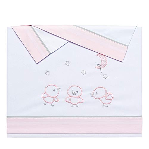 Pekebaby Tríptico Sábanas Algodón de bebé Coche (35 x 75 cm) Chicks Rosa