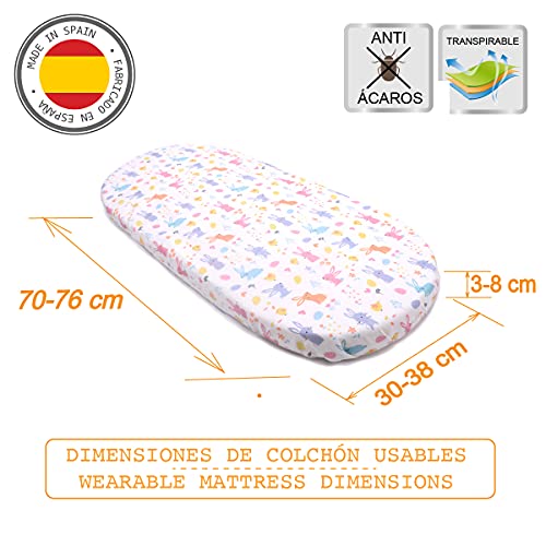 PEKITAS Sábanas 75x33cm / 72X33cm Ajustable para Colchón Capazo/Carro/Cochecito de Bebé Niños Niñas con Elástico Se Adapta a Julius Zöllner, Träumeland, Alvi Pack 2 uds