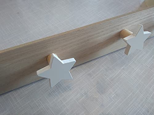 Perchero de pared para niños, diseño de estrellas blancas