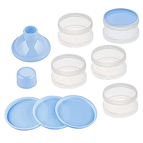 PIQIUQIU Recipiente portátil para leche en polvo de 5 capas, dispensador de fórmula de leche en polvo, caja de almacenamiento para viajes y actividades al aire libre (azul)