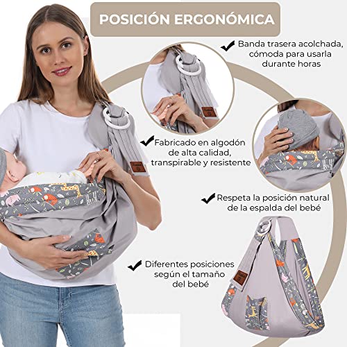 Portabebés recién nacidos, Fular portabebe hasta 15 kg (fácil de usar), Mochila de porteo y manta de lactancia