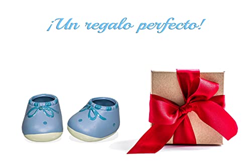 regalos para bebes, patucos de ceramica originales. Pares de patucos perfectos para recuerdo de recien nacido o para un detalle en bautizo o baby shower. (Azul)