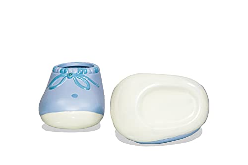 regalos para bebes, patucos de ceramica originales. Pares de patucos perfectos para recuerdo de recien nacido o para un detalle en bautizo o baby shower. (Azul)