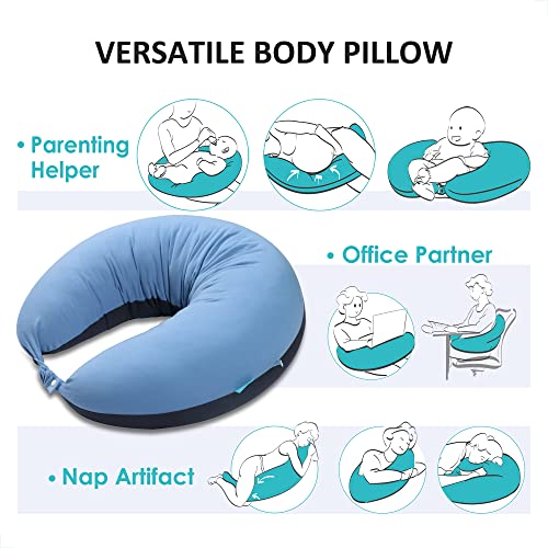 Relaxally Cojin Lactancia, Almohada Embarazada Maternidad, Nido Bebe, Areductor Cuna, Almohada Cuerpo Entero para Dormir de Lado, Regalo Mamas Embarazadas, Relleno Poliéster, Fundas Algodón Extraíble