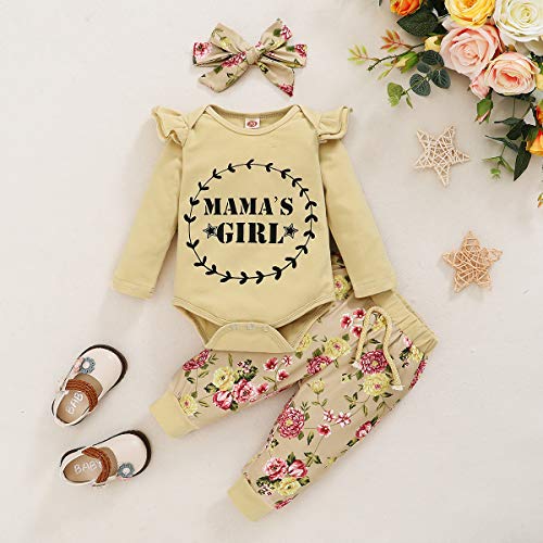 Ropa Bebe Niña 0-18 Meses Recién Nacido Niña Peleles Monos de Manga Corta + Floral Pantalones + Venda de Pelo Conjunto de Ropa