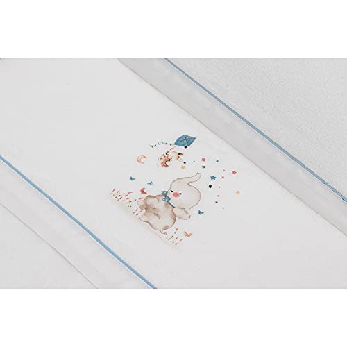 Sabanas de Invierno CORALINA Extrasuave MINICUNA 50x80 - (bajera+encimera+funda almohada) - Color: Blanco/Azul- OFERTA