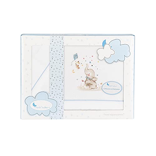 Sabanas de Invierno CORALINA Extrasuave MINICUNA 50x80 - (bajera+encimera+funda almohada) - Color: Blanco/Azul- OFERTA