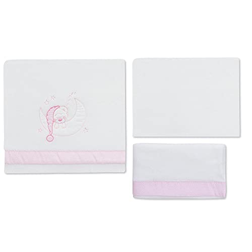 Sabanas de Invierno CORALINA Extrasuave MINICUNA 50x80 - (bajera+encimera+funda almohada) - Unicornio Blanco/Rosa- OFERTA