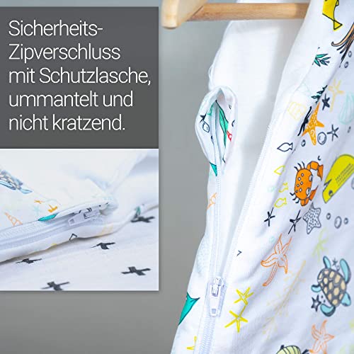 Saco de dormir y pelele del proveedor de clínica n.º 1, para edades de 0 a 12 meses, certificado Öko-Tex 100, seguro y sostenible, antialérgico y cómodo, animales marinos, tamaño: 62/68