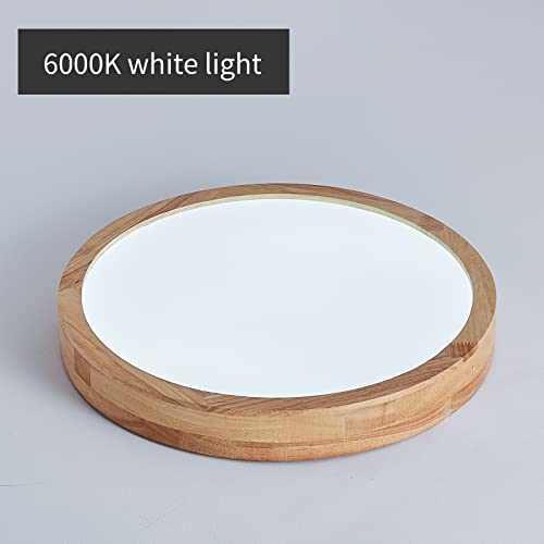 Schindora Luz de techo LED de madera, 21 W, blanco frío, 6000 K, 2200 LM, luces de techo redondas de madera Ø30 cm para sala de estar, cocina, comedor, pasillo, oficina, habitación de los niños