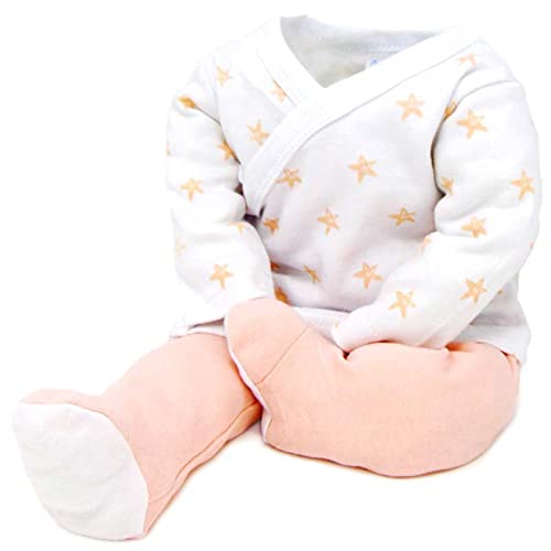 Set primera puesta de recién nacido Estrellas de 5 piezas – Pijama de 2 piezas Estampado de estrellas, Gorrito y Babero Personalizados con el nombre del bebé y Manoplas para recién nacido. (Rosa)