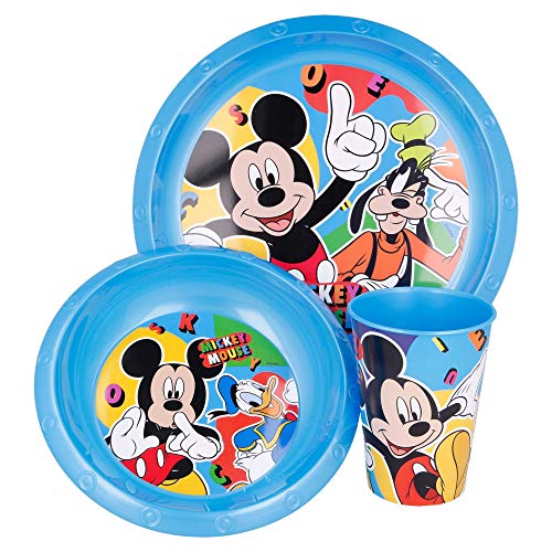 Set Vajilla Infantil De 3 Piezas: Vaso, Plato Y Cuenco | Mickey Cool Summer