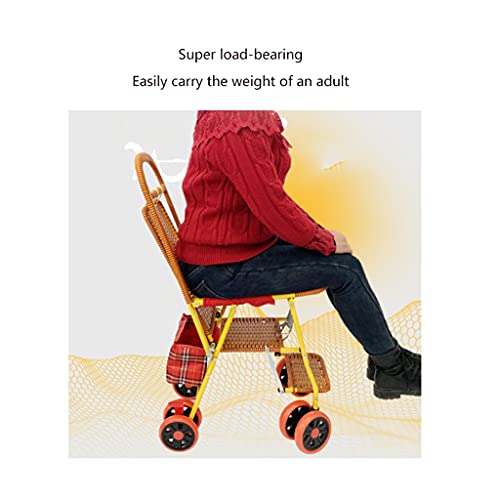 sillas de Paseo Cochecito de bambú y ratán Luz de ratán Trolley de Verano reclinable y Plegable bambú Silla de Mimbre niños cochecitos Infantil Cochecito de bebé (Color : A)