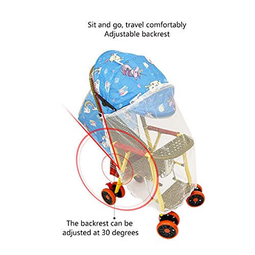 sillas de Paseo Cochecito de bambú y ratán Luz de ratán Trolley de Verano reclinable y Plegable bambú Silla de Mimbre niños cochecitos Infantil Cochecito de bebé (Color : A)