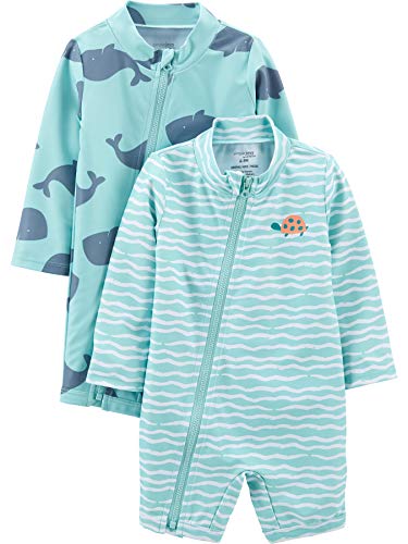 Simple Joys by Carter's Assorted Rashguard-Set Traje de baño de una Pieza, Ballena, 3-6 Meses