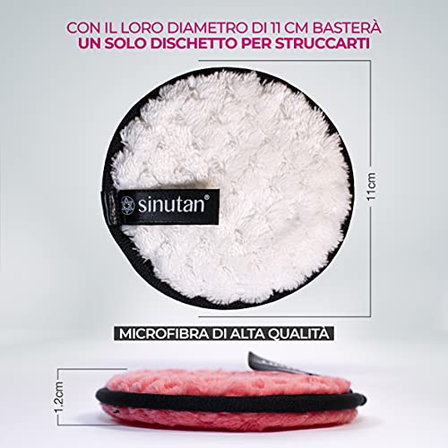 Sinutan® | Maxi discos desmaquillantes lavables de microfibra | Almohadillas desmaquillantes reutilizables con bolsa de lavandería para limpieza de todos los tipos de piel