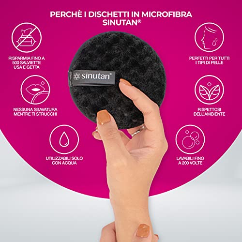 Sinutan® | Maxi discos desmaquillantes lavables de microfibra | Almohadillas desmaquillantes reutilizables con bolsa de lavandería para limpieza de todos los tipos de piel