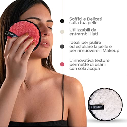 Sinutan® | Maxi discos desmaquillantes lavables de microfibra | Almohadillas desmaquillantes reutilizables con bolsa de lavandería para limpieza de todos los tipos de piel