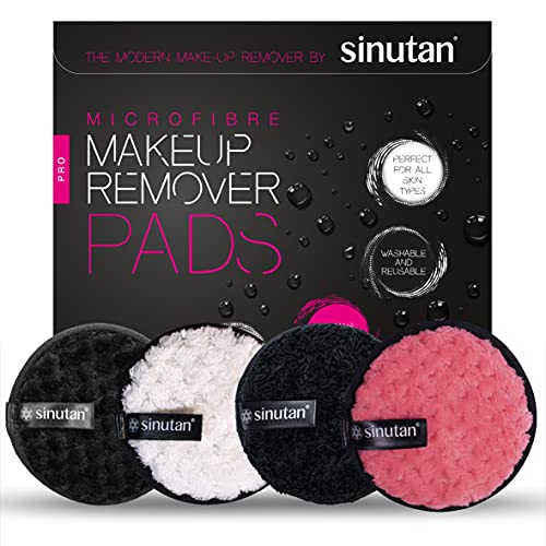 Sinutan® | Maxi discos desmaquillantes lavables de microfibra | Almohadillas desmaquillantes reutilizables con bolsa de lavandería para limpieza de todos los tipos de piel