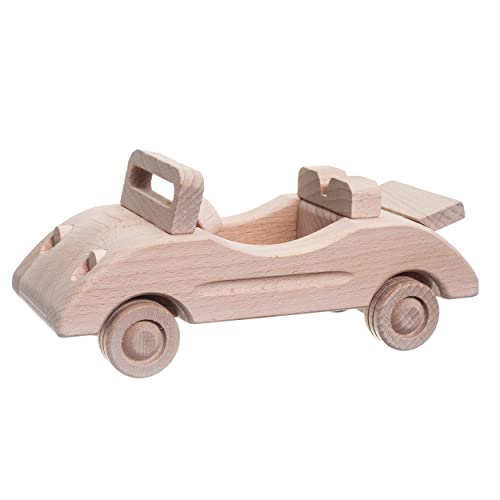 SIUP Coche descapotable Juguete Retro de Madera para cumpleaños | Modelo para niño a Partir de 3 años | Coche de Madera Creativo para niños para Pintar | Regalo | Descapotable | F1