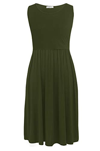 Smallshow Mujer Vestido de Lactancia de Maternidad, en Capas, con Bolsillos Army Green Large