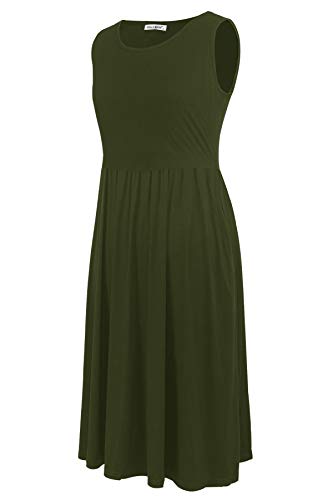 Smallshow Mujer Vestido de Lactancia de Maternidad, en Capas, con Bolsillos Army Green Large