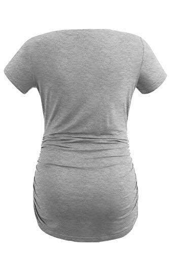 Smallshow Ropa de Maternidad Tops Ropa de Embarazo para Mujeres Pack de 3, Black/Grey/Navy M