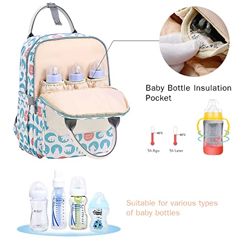 SONARIN Elegante Mochila de Pañales para Bebé,Bolsa de Pañales Ligero Impermeable Bolsa para Pañales de Viaje con Cambiador y Ganchos Carrito Bebé Gran Capacidad para Mamá & Papá(Pintura Moderna)