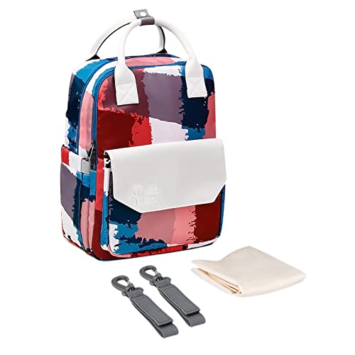 SONARIN Elegante Mochila de Pañales para Bebé,Bolsa de Pañales Ligero Impermeable Bolsa para Pañales de Viaje con Cambiador y Ganchos Carrito Bebé Gran Capacidad para Mamá & Papá(Pintura Moderna)