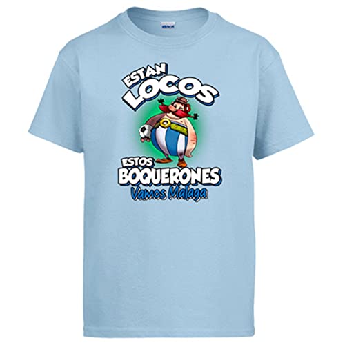 stampats Camiseta Parodia de Obelis para Aficionados al fútbol de Málaga - Celeste, 9-11 años