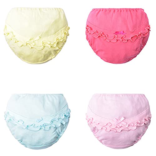 Tancurry - Calzoncillos elegantes unicolor con volantes de princesa, ropa interior para bebés y niñas multicolor 3- 4 Años