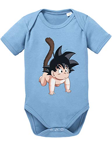 Tee Kiki Son Baby Body Dragon de algodón orgánico Ball Proverbs Romper para niños y niñas de 0 a 12, Größe2:56/0-2 Meses, Baby:Azul Bebé