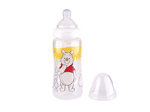 Tigex Transición + Biberón de plástico | 0-6 meses | 300ml | Tetina de silicona | Anticólicos | Sin BPA | Winnie the Pooh