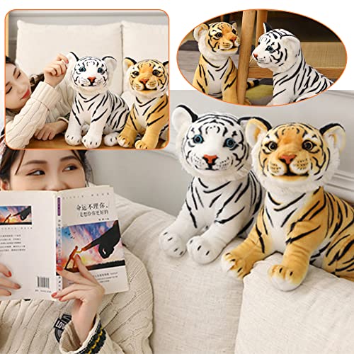 Tigre de peluche con rayas y peluche Kawaii con relleno de animales, suave, esponjoso, para niños, bebés, para abrazar, jugar y dormir, 23 cm, color amarillo