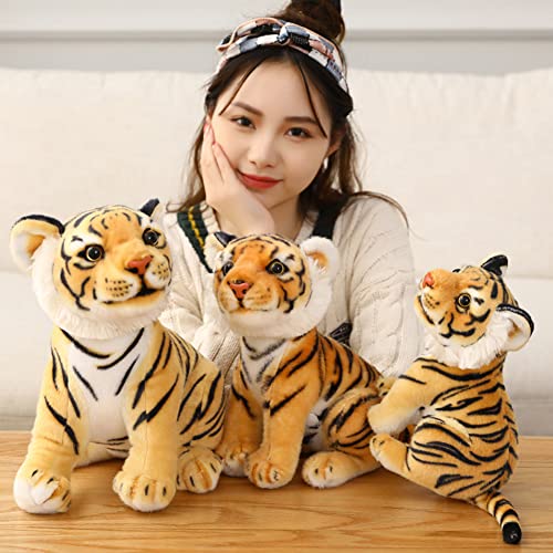 Tigre de peluche con rayas y peluche Kawaii con relleno de animales, suave, esponjoso, para niños, bebés, para abrazar, jugar y dormir, 23 cm, color amarillo