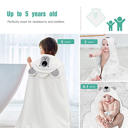 Toalla de bebé con Capucha Luchild, Toalla de baño Suave y Absorbente para bebés y niños pequeños, Regalo de Ducha Lindo diseño de Oso - 90 * 90 cm