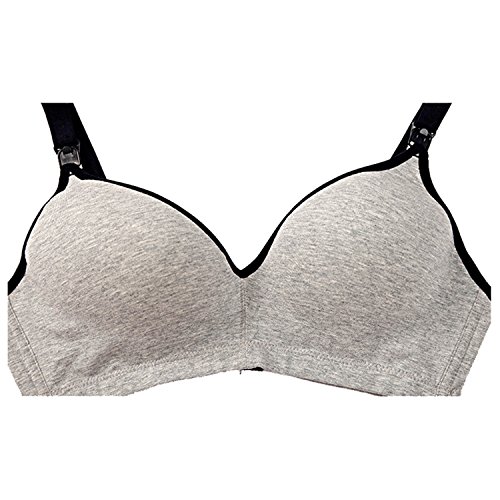 Topwhere® Sujetador Lactancia Premamá Algodón con (100B (38B), Gray+ Nude)