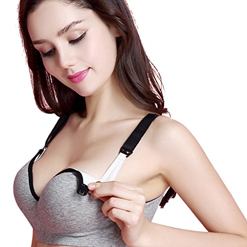 Topwhere® Sujetador Lactancia Premamá Algodón con (100B (38B), Gray+ Nude)