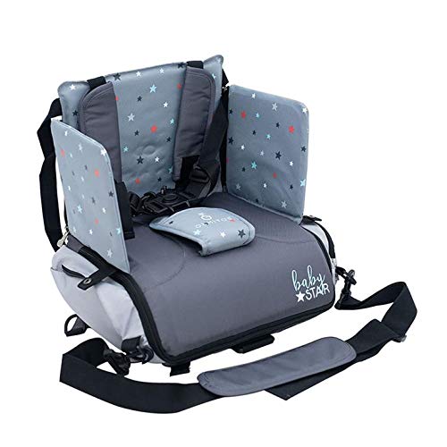 Trona De Viaje Portátil de bebé con Compartimento Ideal para Salir de Viaje (Babys gris)