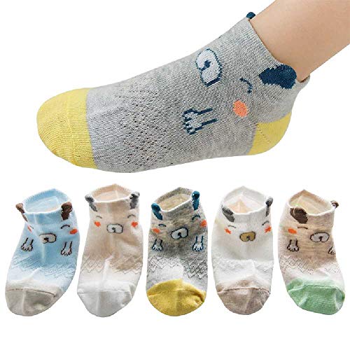 TUOLUO 5 Pares De Calcetines para Niños para Niños Niñas Primavera Verano Bebé Niño Niño Calcetines De Algodón Al por Mayor Estilo De Malla 1-12 Años 4-6T /Plata