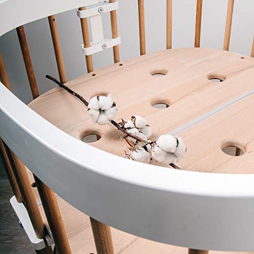 tweeto® Cuna 7 en 1 (Plus) Conjunto Todo EN UNO │Cuna Ampliable hasta 10 Funciones con colchón Transpirable │ Cama de Madera de Haya para bebés y niños (Blanco + Haya)