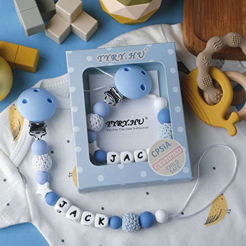 TYRY.HU Cadena Para Chupetes Personalizado Para Bebé con Nombre Bola Antibacteria Silicona Clips Chupetero