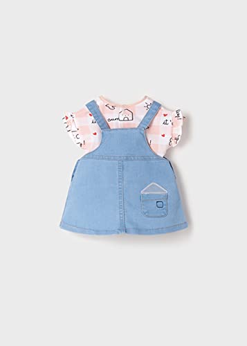 Vestido Peto Bebe niña- Denim - Conjunto Falda Peto de Camiseta Manga Corta - para Bebe niña de 3 Meses a 18 Meses (6 Meses, Light Jean)