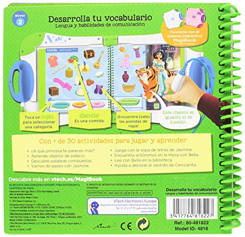 VTech - Libro para Magibook Princesas Disney, Desarrollo del Vocabulario y Habilidades de comunicación con más de 40 Actividades y Cientos de interacciones, Nivel 2, 3-6 años (3480-481822)