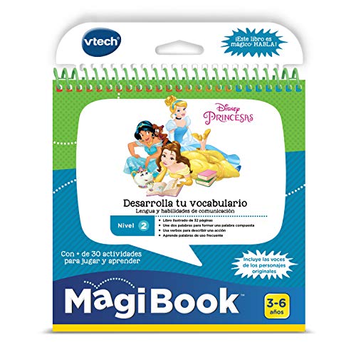 VTech - Libro para Magibook Princesas Disney, Desarrollo del Vocabulario y Habilidades de comunicación con más de 40 Actividades y Cientos de interacciones, Nivel 2, 3-6 años (3480-481822)