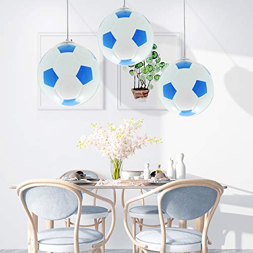 Wankd Lámpara de techo para habitación infantil, diseño de fútbol, moderna lámpara LED para niños, protección para los ojos, E27, salón, dormitorio, guardería, luz decorativa (azul)