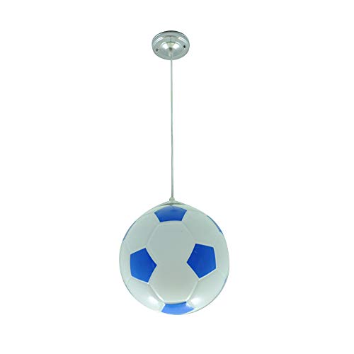 Wankd Lámpara de techo para habitación infantil, diseño de fútbol, moderna lámpara LED para niños, protección para los ojos, E27, salón, dormitorio, guardería, luz decorativa (azul)