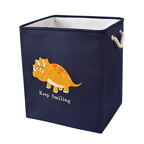 WERNNSAI Cesto para Guardar de Dinosaurios - 40 × 33 × 45cm Cesto para la Ropa de Lona Plegables Guardería Cestas de Regalo para Niños Juguetes Ropa Zapatos Organizador del Hogar