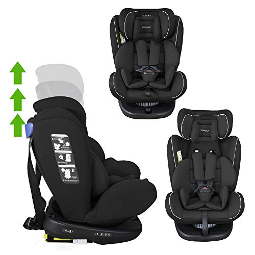 XOMAX 916 Silla de coche Isofix giratoria 360 grados I inclinable I Grupo 0+/1/2/3 I evolutiva 0-36 kg, 0-12 años I Funda extraíble y lavable I ECE R44/04