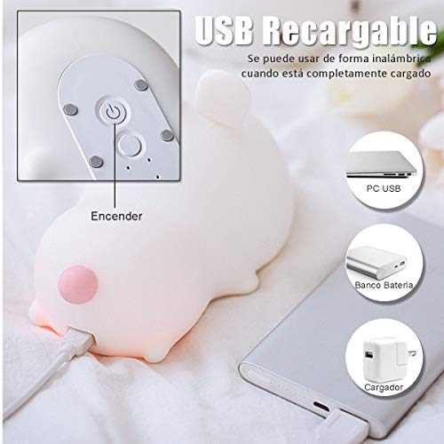 YingStar Luz Nocturna Infantil Habitación Lámpara Quitamiedos Portátil Regalos para San Valentin Mujer Lámpara Infantil LED USB Recargable Brillos Ajustables Colores RGB con Mando Luz para Bebe